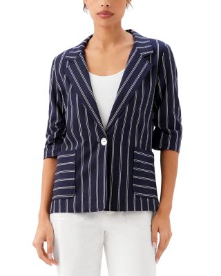 Stripe Ruched Sleeve Jacket 