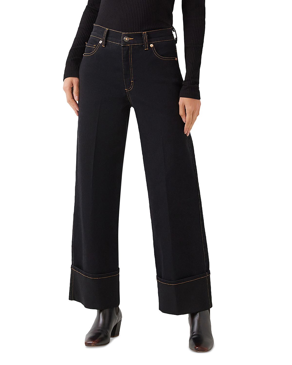 Karen Kane High Rise Cuffed Cropped Jeans