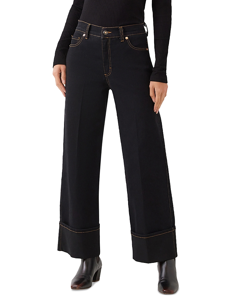 Karen Kane High Rise Cuffed Cropped Jeans in Black