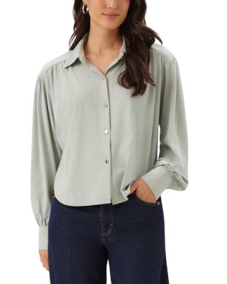 Faux Suede Embellished Dropped Shoulder Blouse