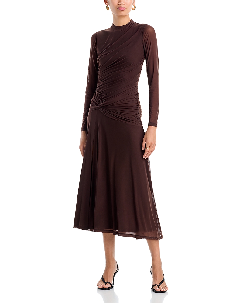 Wayf Selene Ruched Long Sleeve Dress