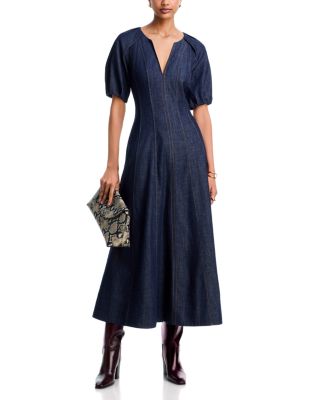 Piper Cotton Split Neck Midi Dress - thumbnail 2
