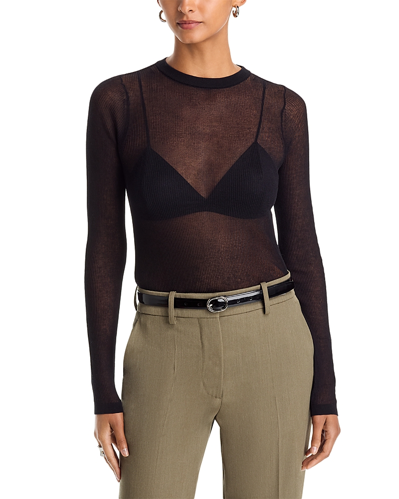Anine Bing Tiana Crewneck Cotton Blend Sweater