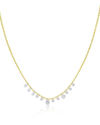 14K White & Yellow Gold Diamond Mini Cluster Bead Necklace, 0.21 tcw