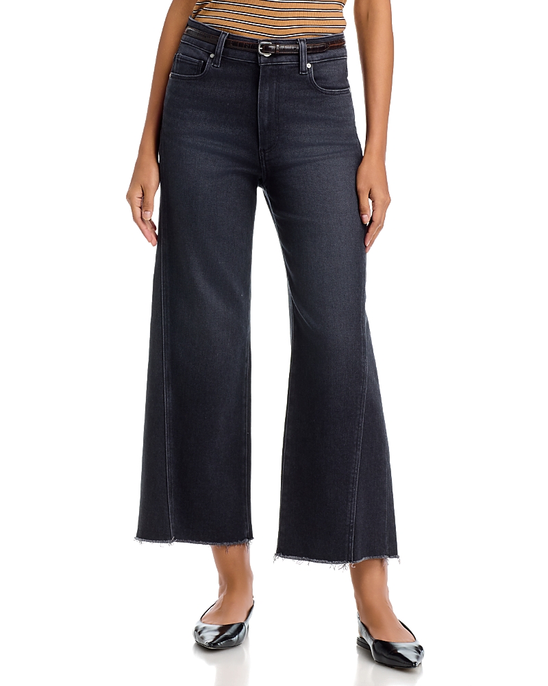 Paige Anessa High Rise Ankle Wide Leg Jeans in Ink Black