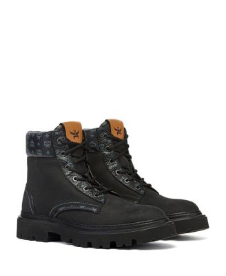 Men's Ankle Boots in Nubuck and Monogram Print Leather