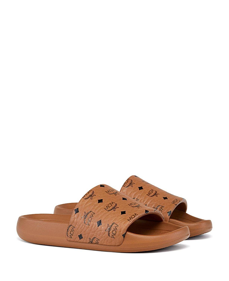 Mcm Men's Monogram Print Rubber Slides