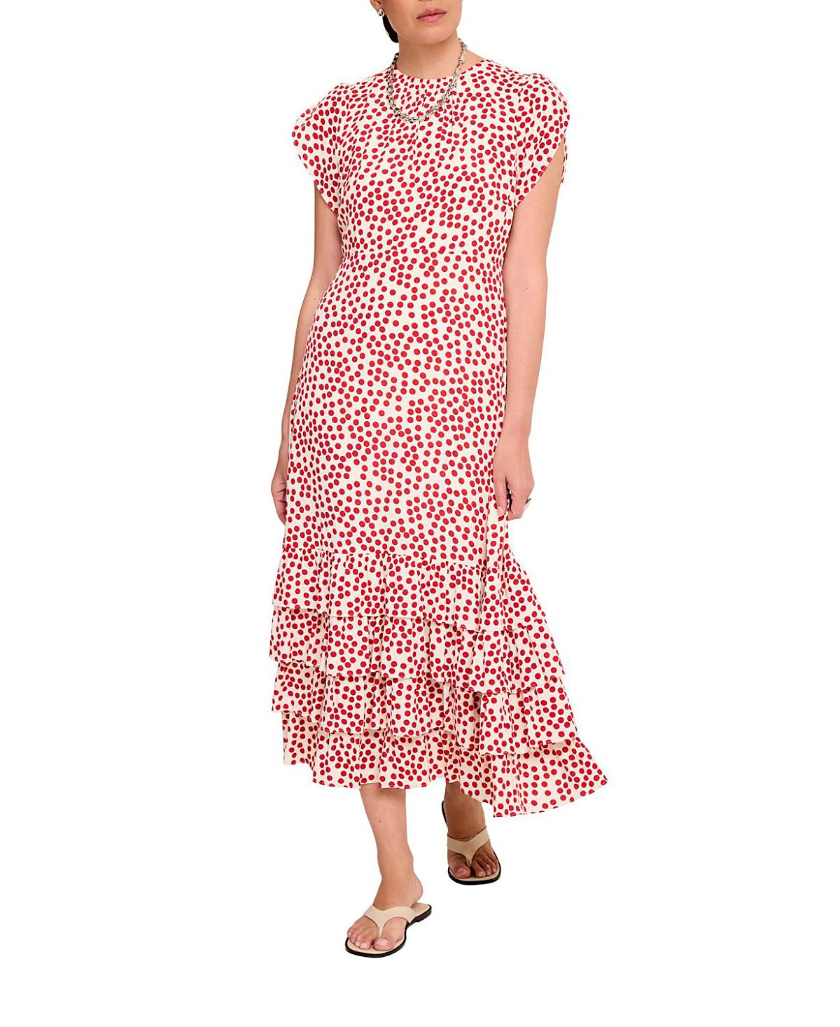 Mint Velvet Women's Polka Dot Ruffle Midi Dress