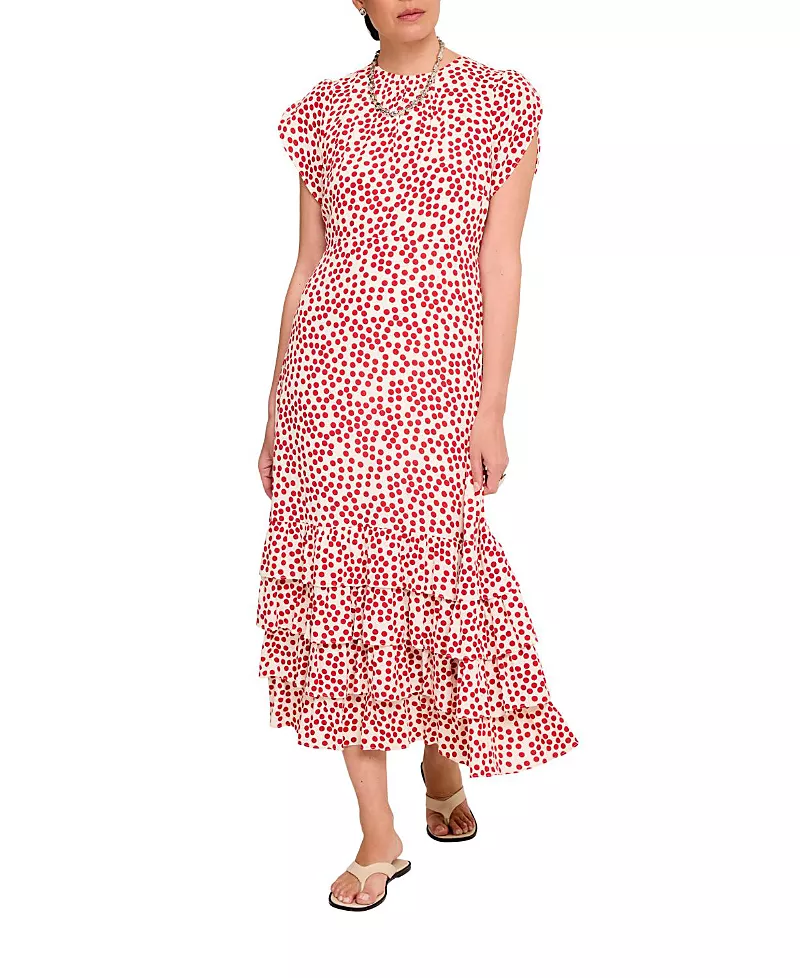 Mint Velvet Women's Polka Dot Ruffle Midi Dress