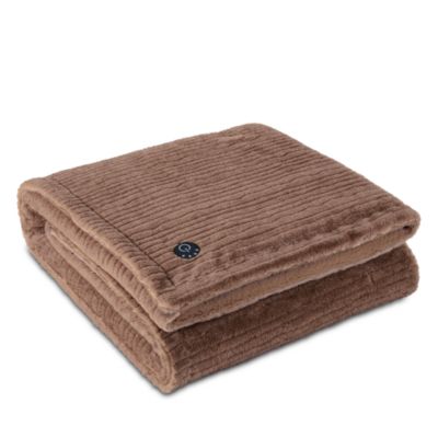 Fine Lines Faux Fur Heated Blanket