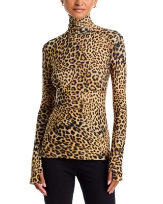 Slim Fit Printed Turtleneck Top