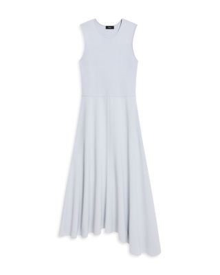 Theory Round Neck Flare Skirt Midi Dress
