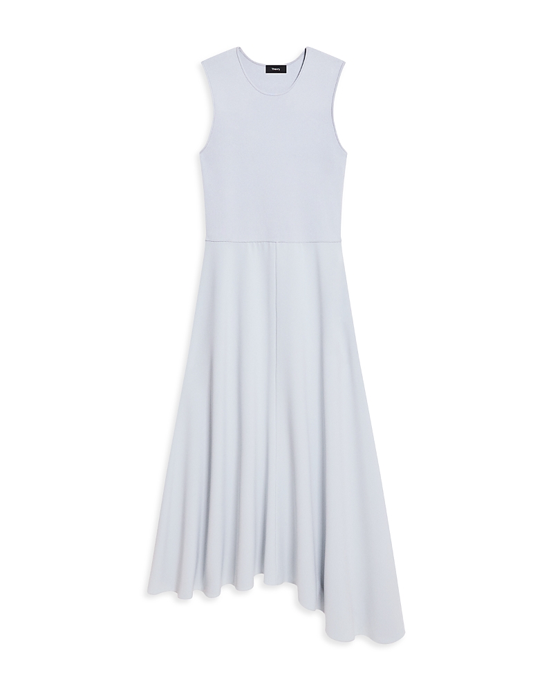 Theory Round Neck Flare Skirt Midi Dress