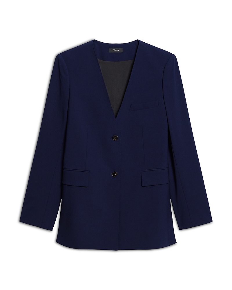 Theory Collarless Wool Stretch Jacket