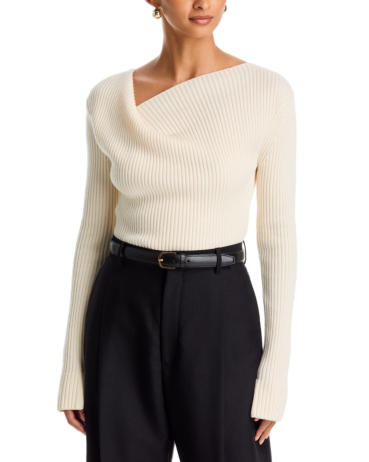 Milly Greer Knit Asymmetrical Neck Top