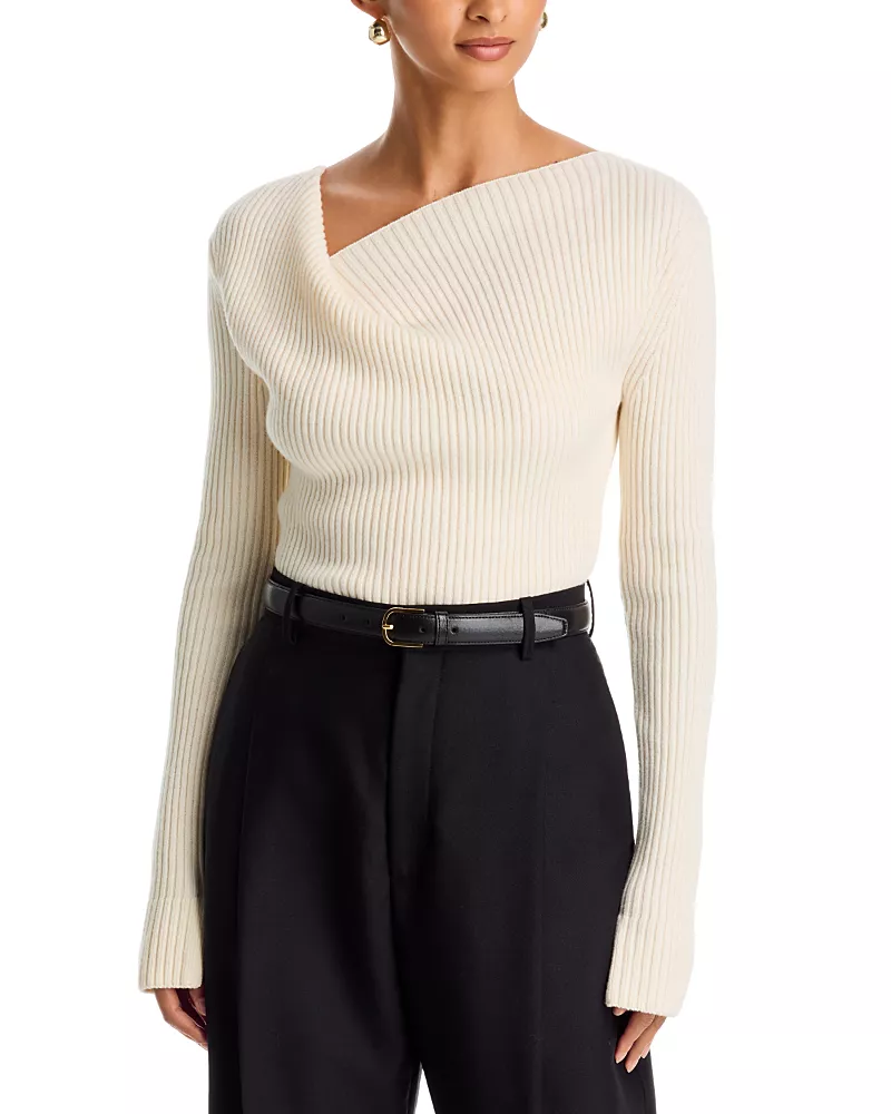 Milly Greer Knit Asymmetrical Neck Top
