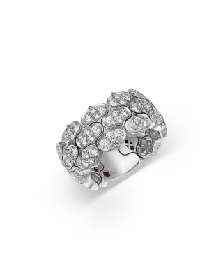 18K White Gold Diamond Three Row Cobra Ring, 2.75 tcw