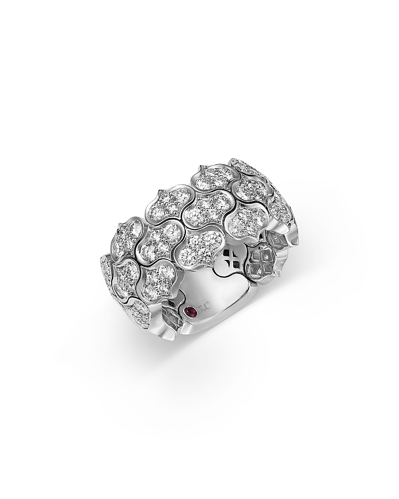 Roberto Coin 18K White Gold Diamond Three Row Cobra Ring, 2.75 tcw