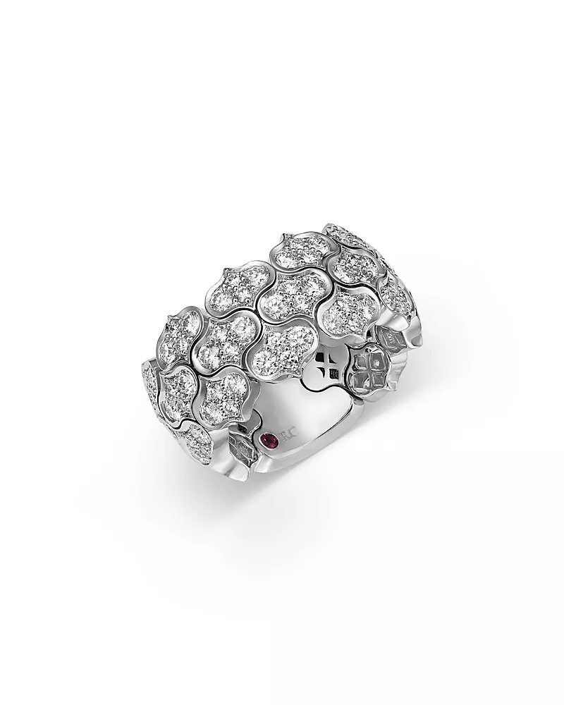 Roberto Coin 18K White Gold Diamond Three Row Cobra Ring, 2.75 tcw
