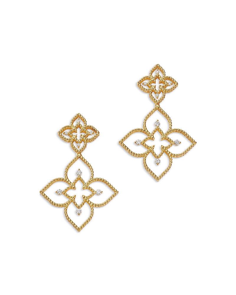 Roberto Coin 18K White & Yellow Gold Diamond Flower Drop Earrings, 0.22 tcw