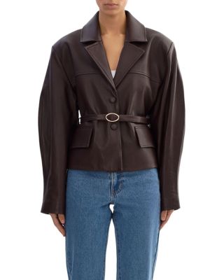 Pearl Leather Collared Jacket
