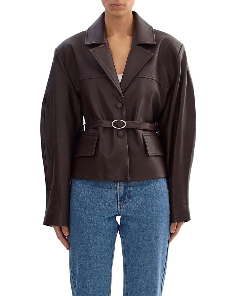 Lamarque Pearl Leather Collared Jacket