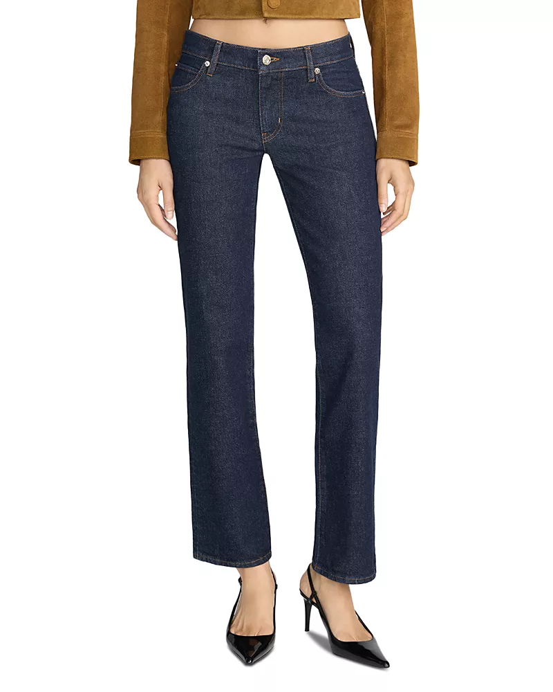 Frame The Cigarette Low Rise Slim Jeans in Rinse