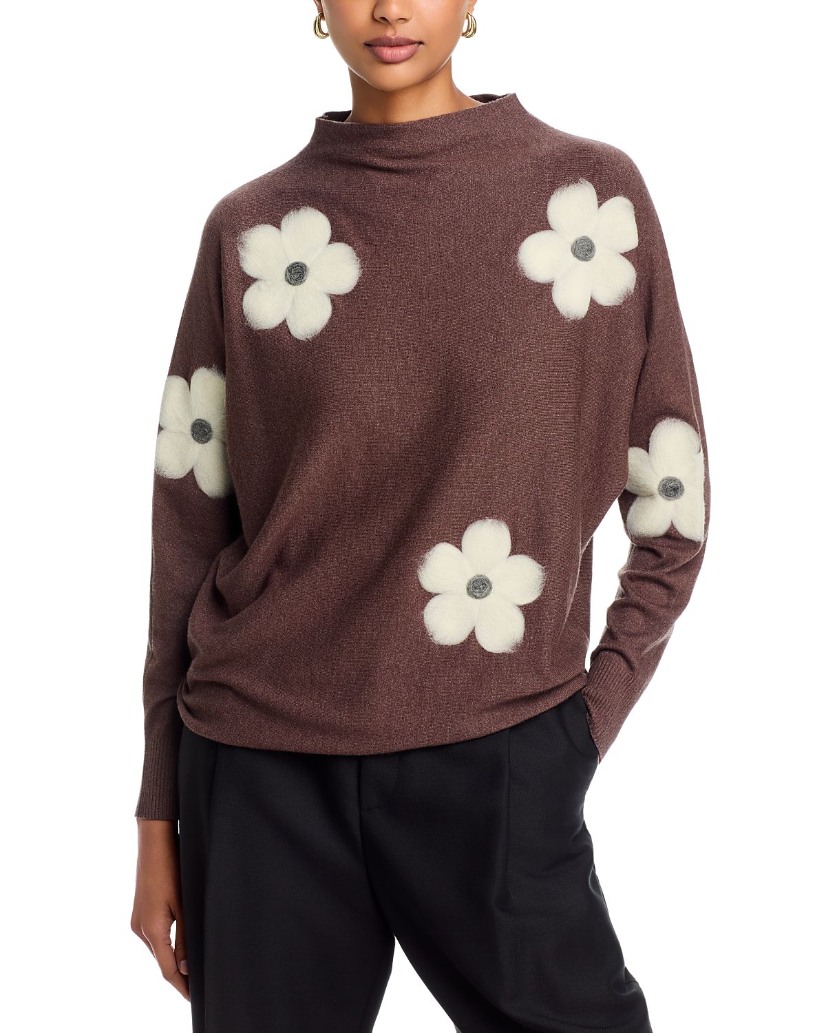 Sioni Embroidered Funnel Neck Sweater
