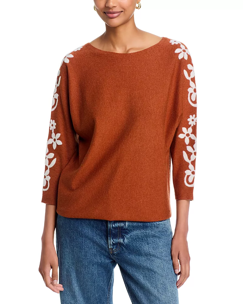 Sioni Embroidered Dolman Sleeve Sweater