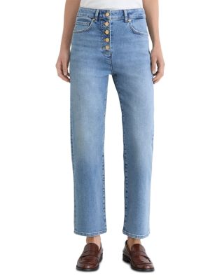 Petites Lana High Rise Straight Jeans in Light Blue