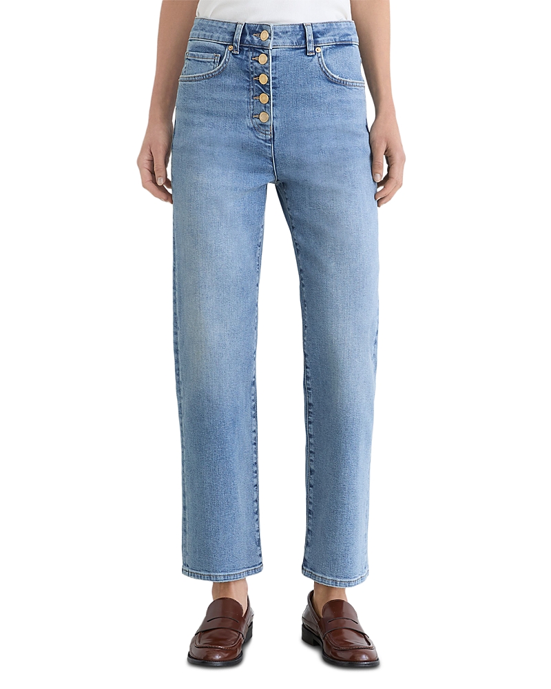 Reiss Petites Lana High Rise Straight Jeans in Light Blue