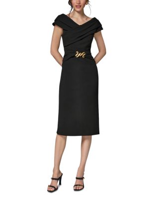 Portrait Neck Hardware Trim Sheath Dress