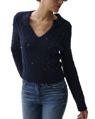 Shana Cable Knit Embroidered Sweater