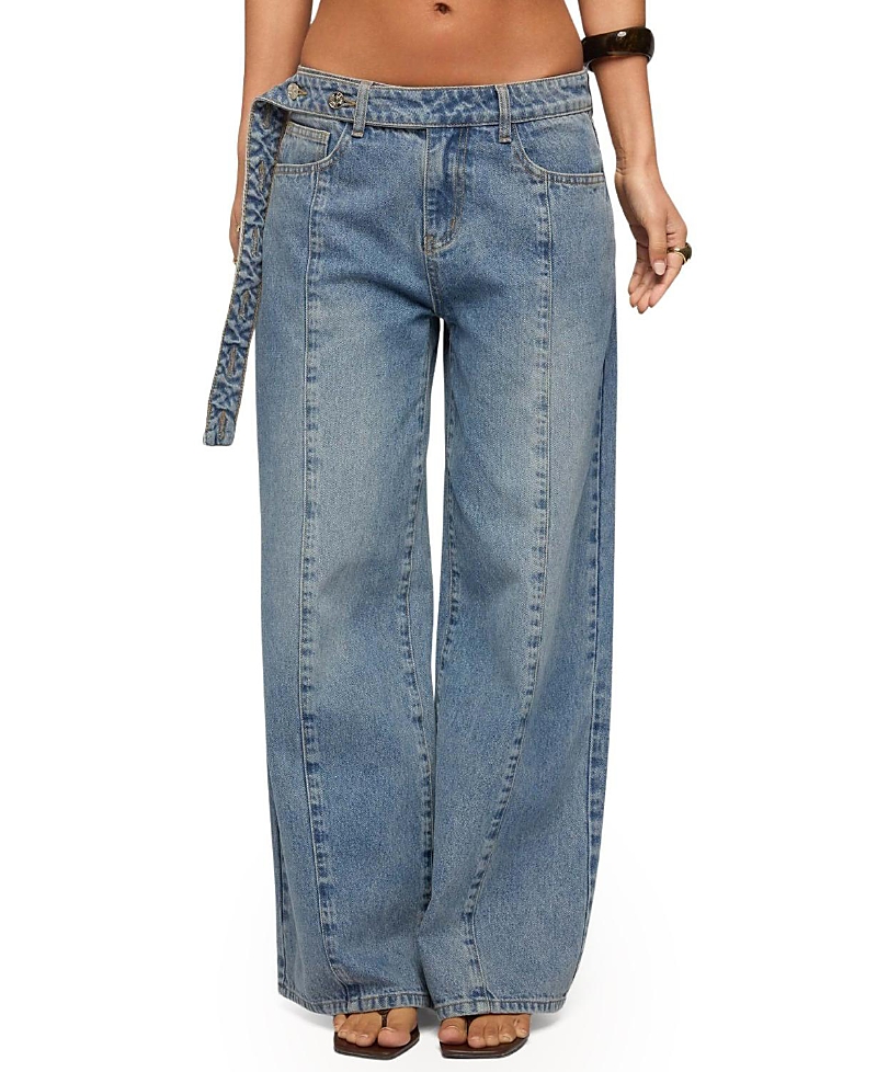 Edikted Buttoned Waist Low Rise Baggy Jeans