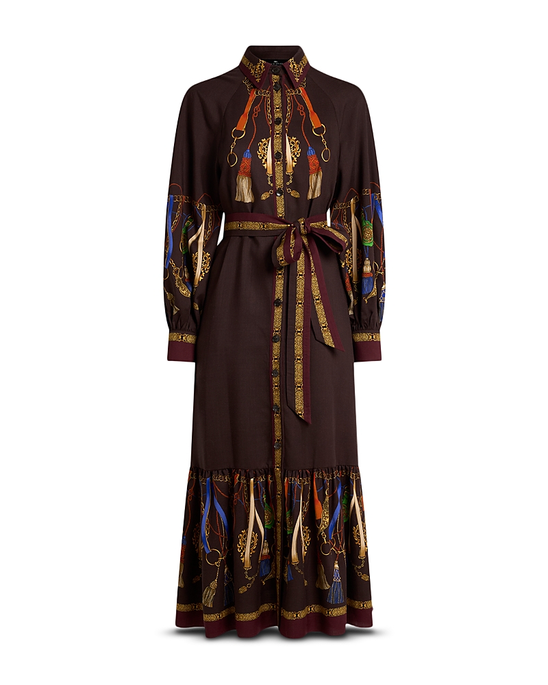 Etro Wool & Silk Shirt Dress In Pink