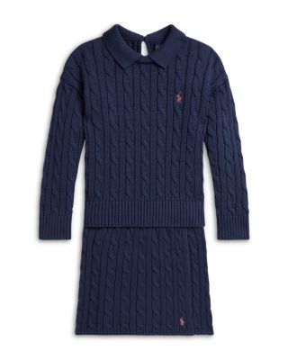 Girls' Cable Knit Cotton Sweater & Skirt Set - Little Kid, Big Kid