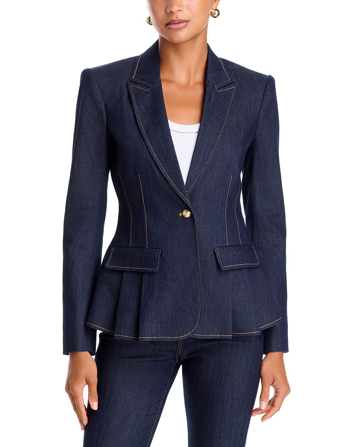 Cinq a Sept Arlene Denim Flare Hem Blazer