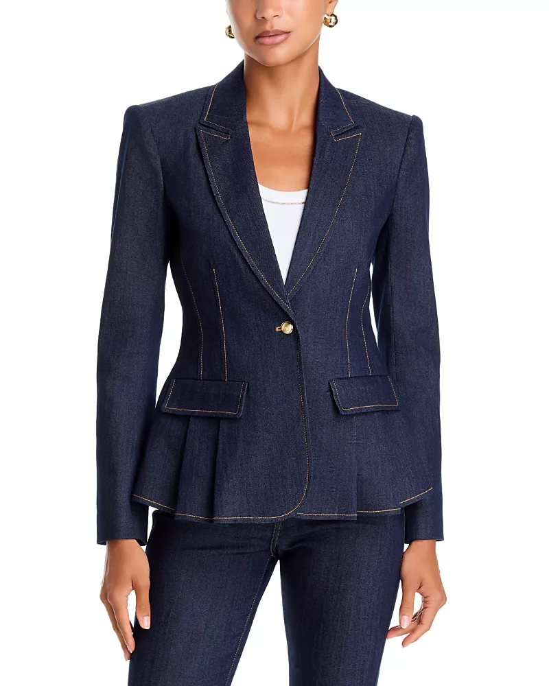 Cinq a Sept Arlene Denim Flare Hem Blazer