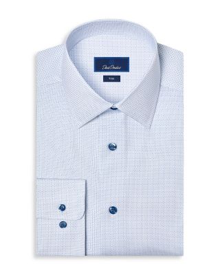 Trim Fit Stretch Micro Geo Print Dress Shirt