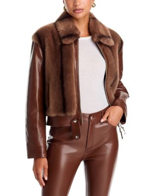 Melind Faux Fur Trim Faux Leather Jacket