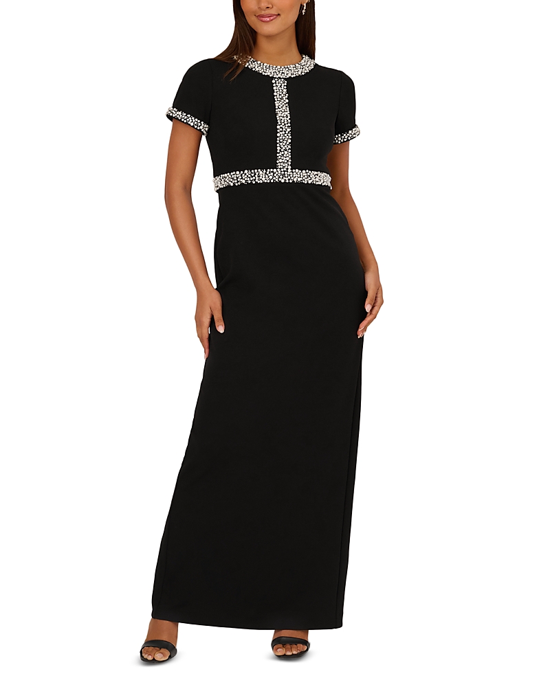 Adrianna Papell Embellished Crepe Gown