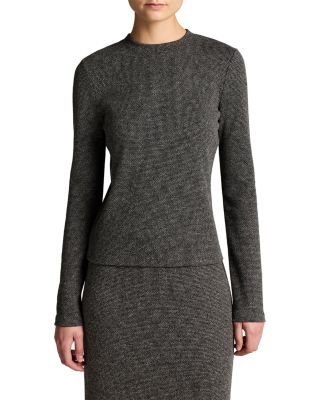 Houndstooth Long Sleeve Crewneck Top