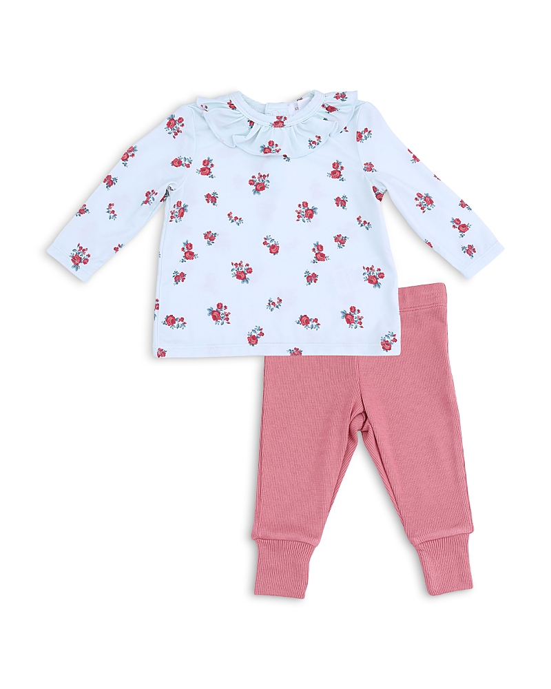 Angel Dear Girls' Alyssa Floral Long Sleeved Ruffled Top & Pants Set - Baby