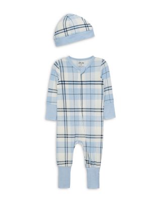 Boys' Blue Plaid Coverall and Hat - Baby