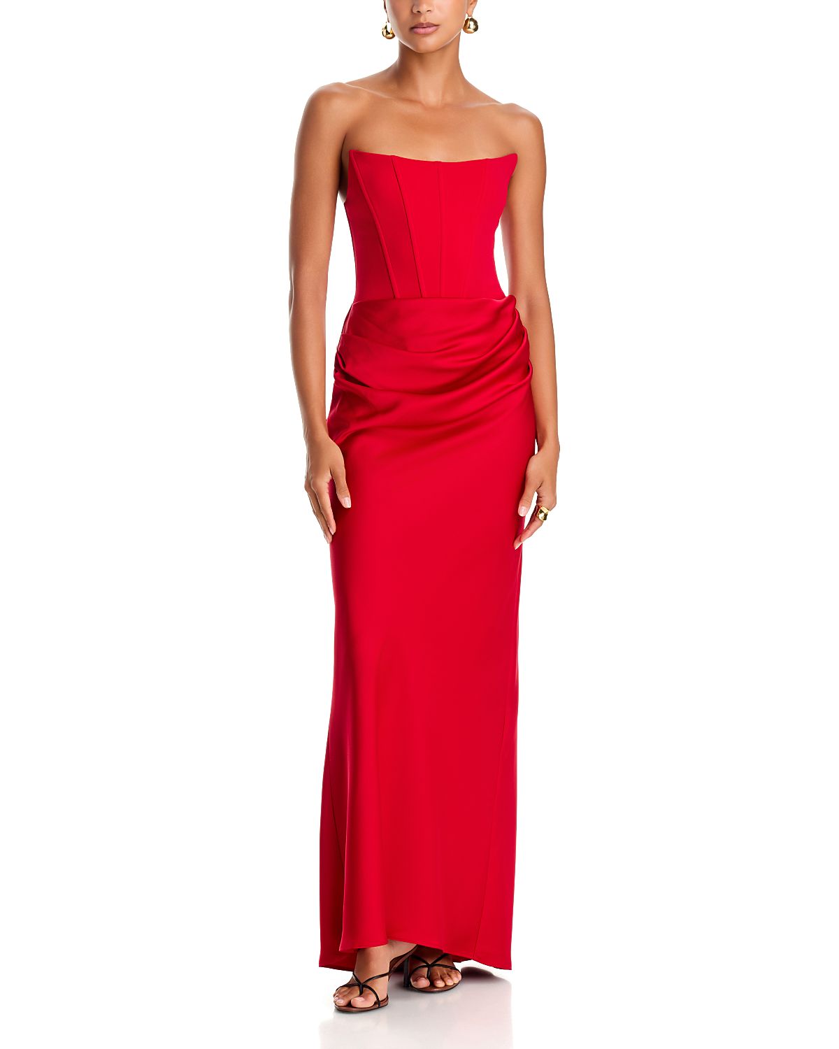 Aqua Long Scuba Strapless Gown - Exclusive