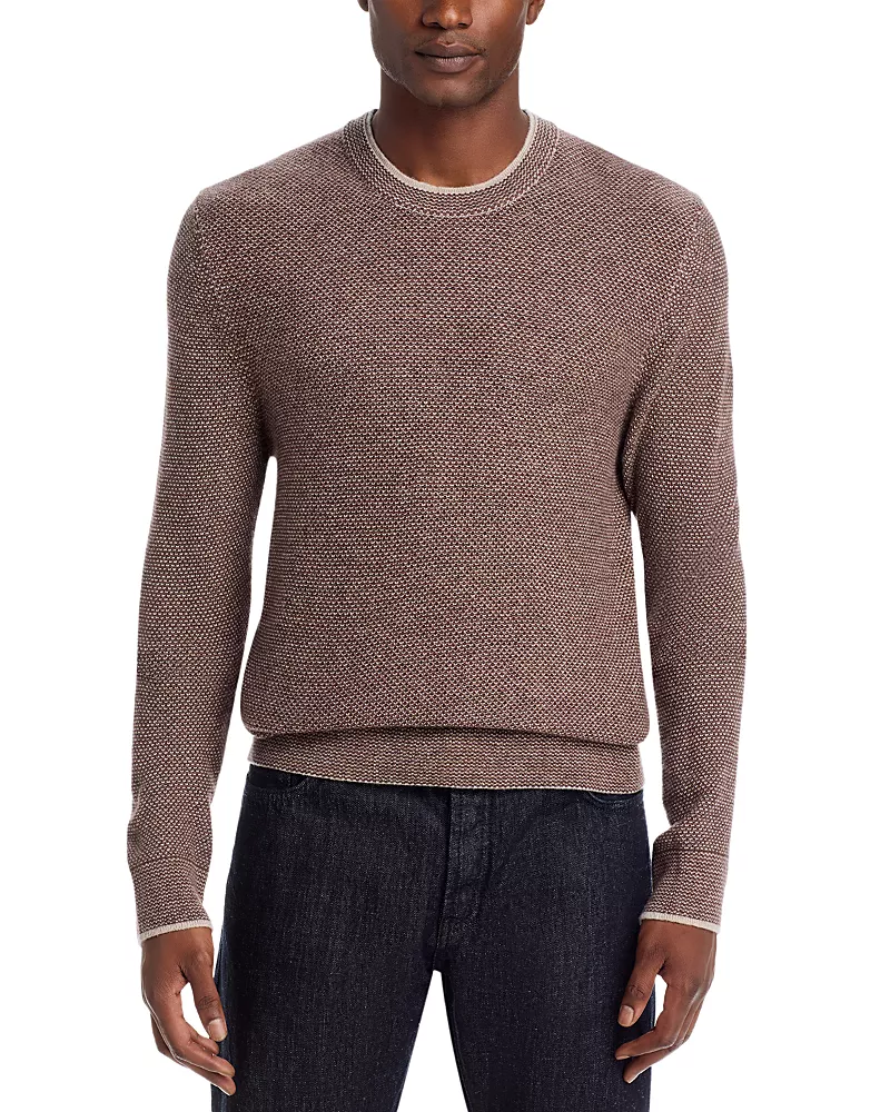 The Men's Store at Bloomingdale's Jacquard Wool Cashmere Crewneck Sweater - Exclusive