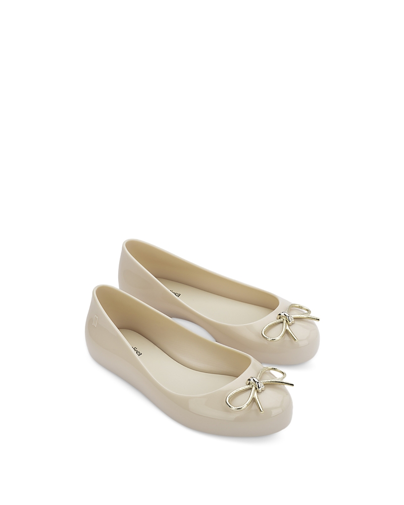 Mini Melissa Girls' Sweet Love Chrome Metallic Bow Ballet Flats Toddler, Little Kid, Big Kid