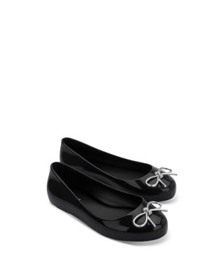 Mini Melissa Girls' Sweet Love Chrome Metallic Bow Ballet Flats Toddler, Little Kid, Big Kid