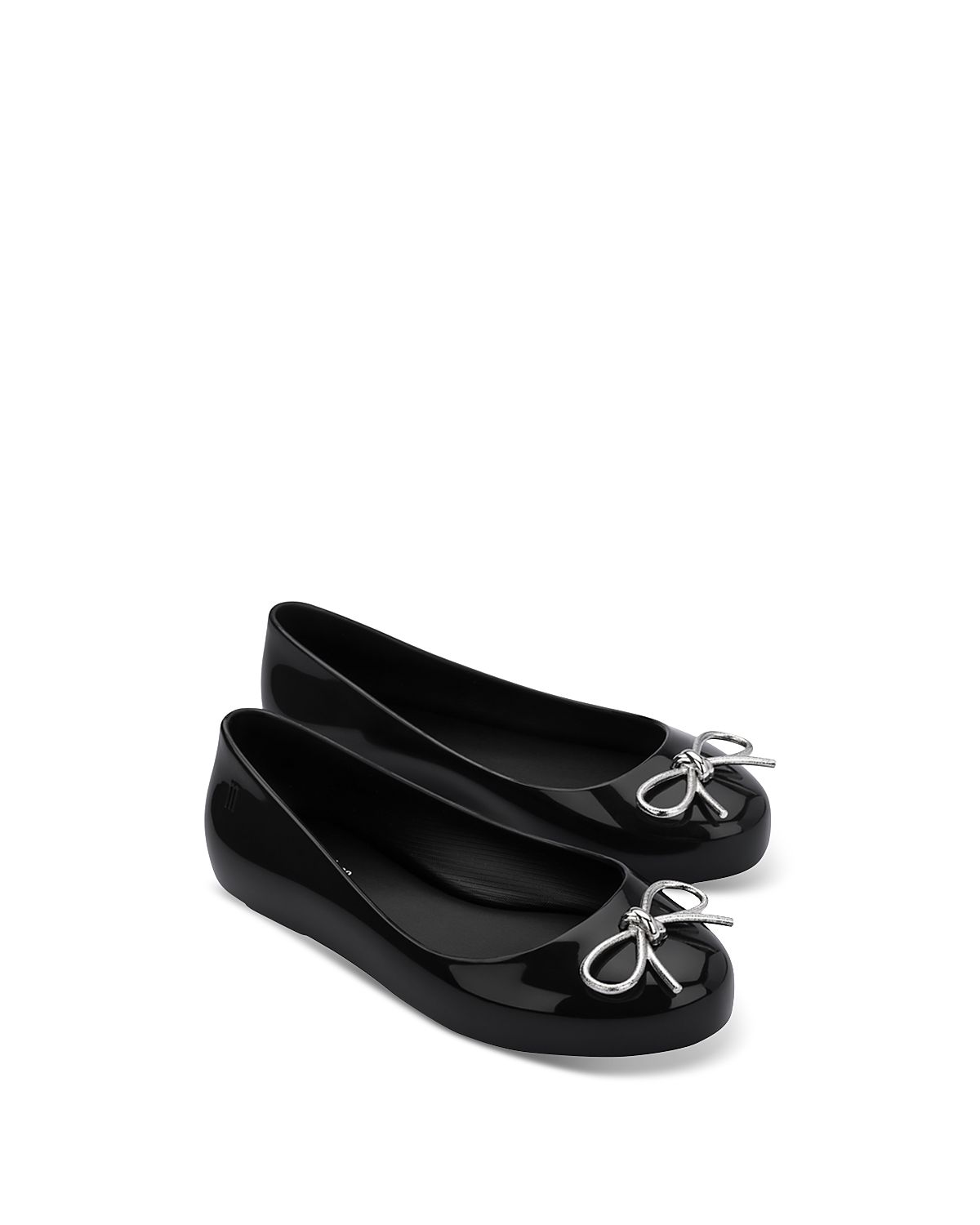 Mini Melissa Girls' Sweet Love Chrome Metallic Bow Ballet Flats Toddler, Little Kid, Big Kid