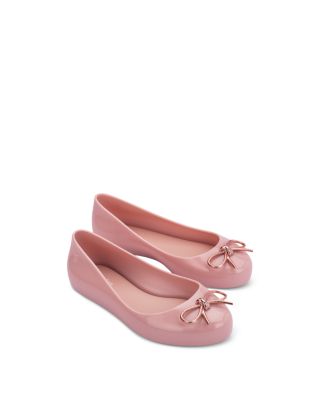 Mini Melissa Girls' Sweet Love Chrome Metallic Bow Ballet Flats Toddler, Little Kid, Big Kid
